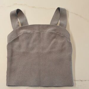 Abercrombie & Fitch Ribbed Square-Neck Camisole - Light Gray